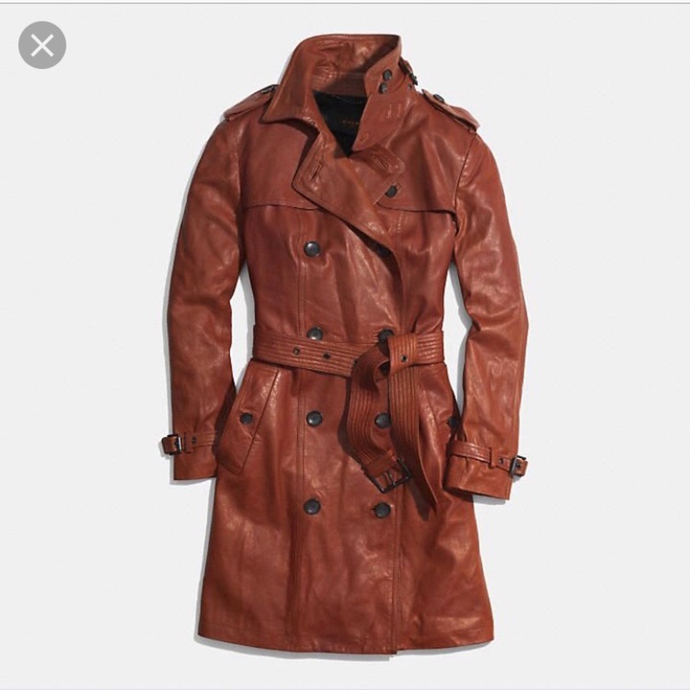 Coach slim leather trench